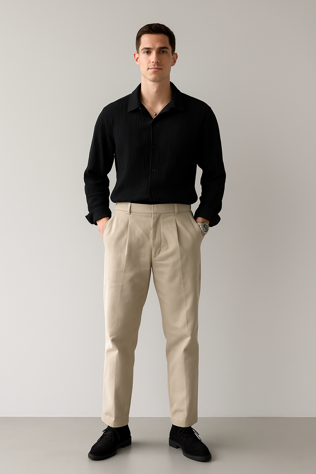 Avan | Men’s pleated long-sleeve shirt