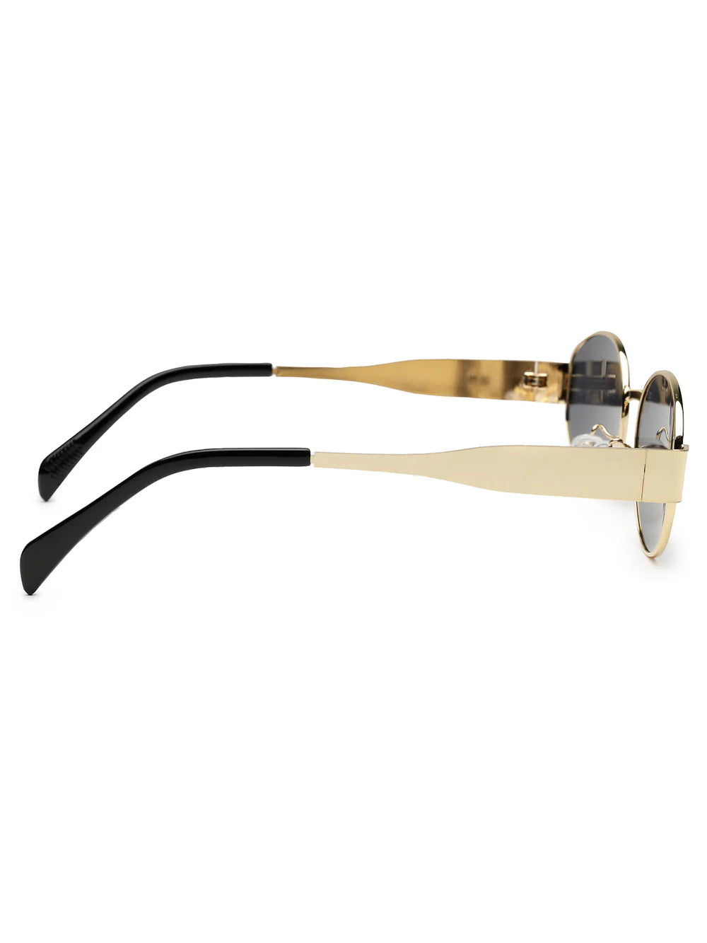Eliana | Women's oval sunglasses with gold metal frame and dark lenses