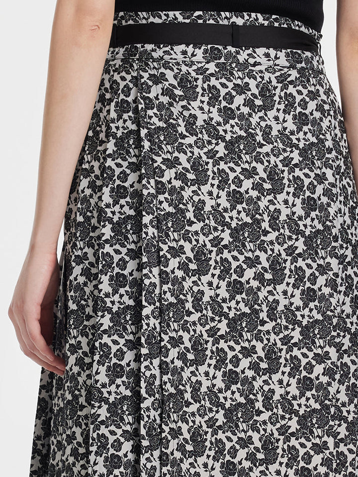 Gia | Women’s floral jacquard pleated A-line maxi skirt