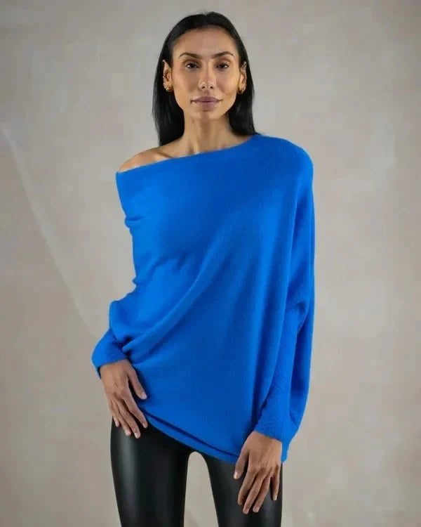 Flor | Women’s asymmetrical sweater with draped design and modern cut
