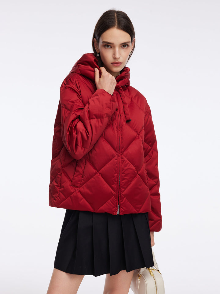 Elsa | Women’s short diamond-quilted hooded puffer jacket