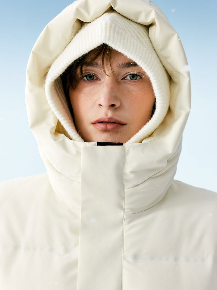 Corvyn | Women’s long hooded winter coat with a streamlined thermal silhouette