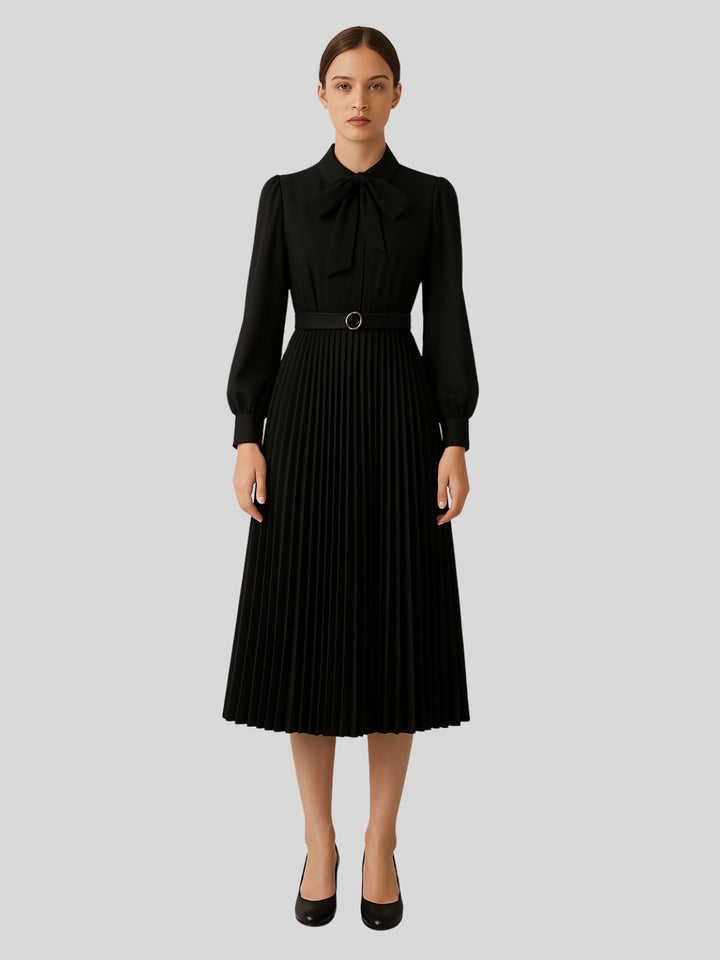 Beatrix | Women’s pleated A-line dress with irregular hem and slim fit