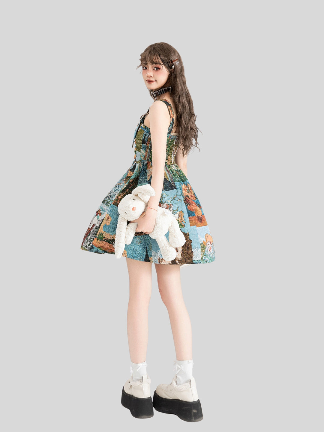 Chelsea | Women’s jacquard midi dress with A-line silhouette and floral pattern