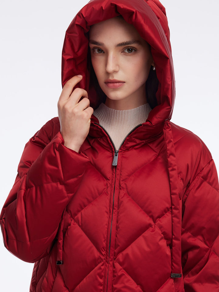 Elsa | Women’s short diamond-quilted hooded puffer jacket