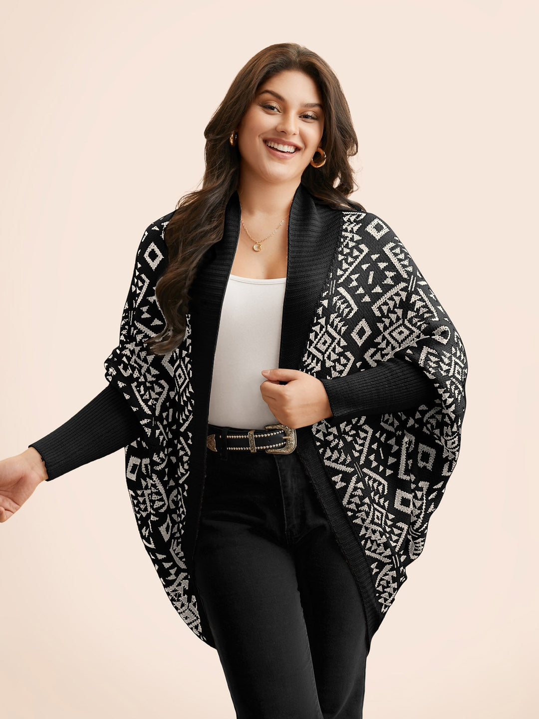 Dimples | Women’s geometric dolman sleeve cardigan