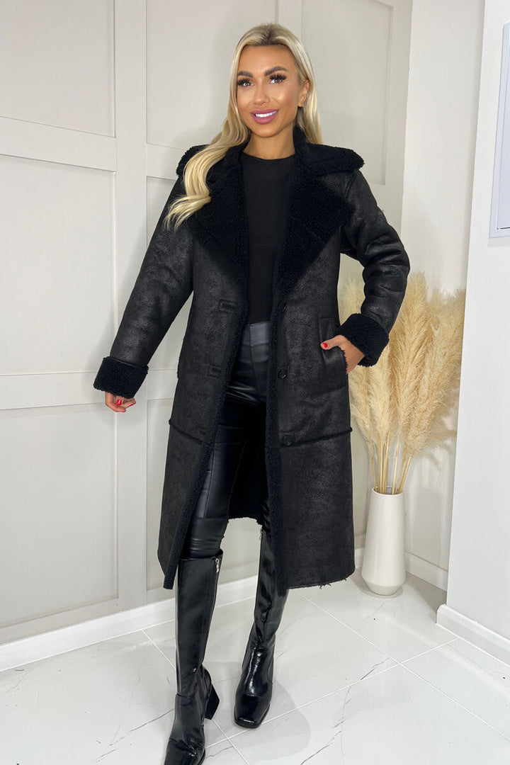 Sherry | Women’s longline faux-shearling coat