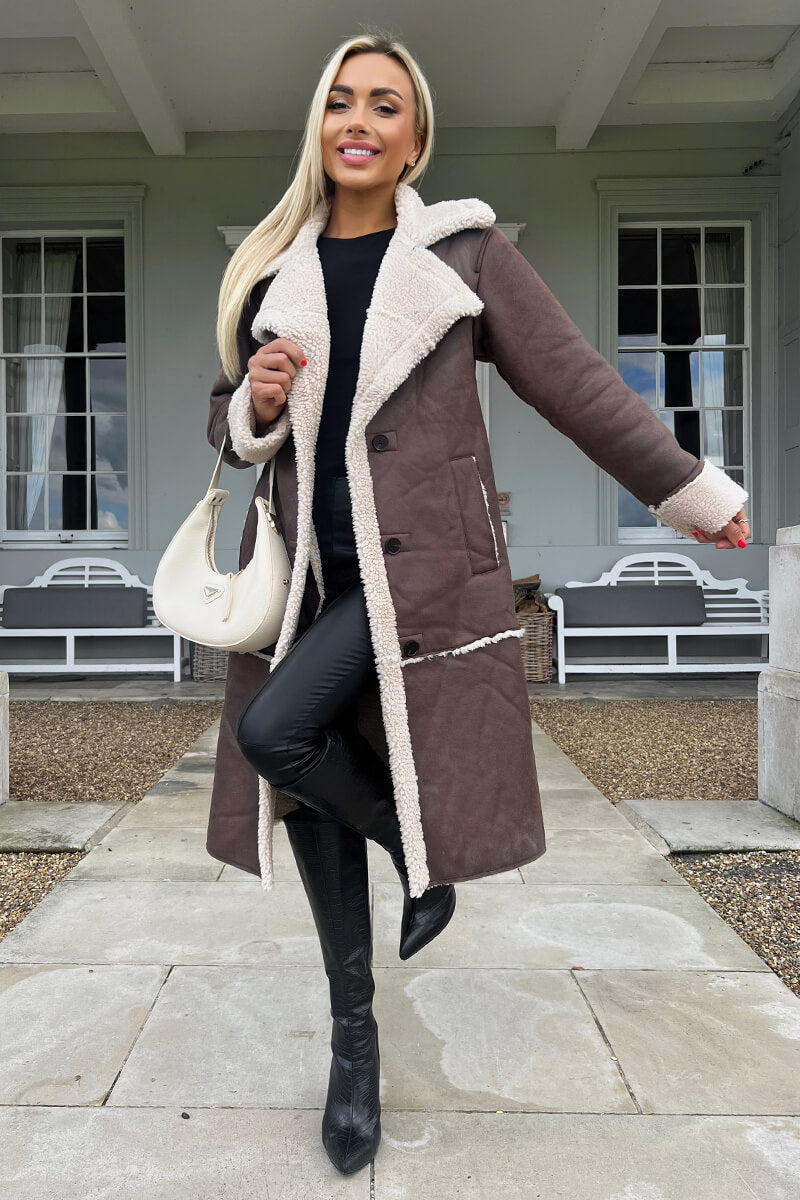 Arvie | Women’s longline faux-shearling coat