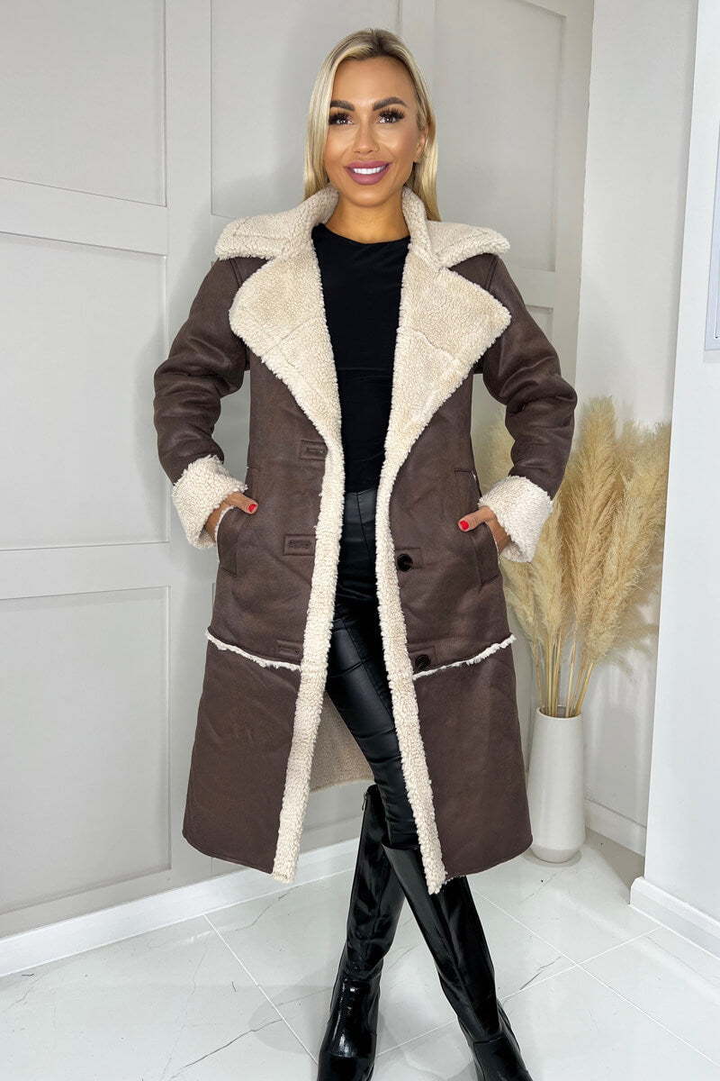 Arvie | Women’s longline faux-shearling coat