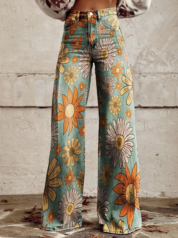 Blair | Women’s floral print flare pants with retro silhouette