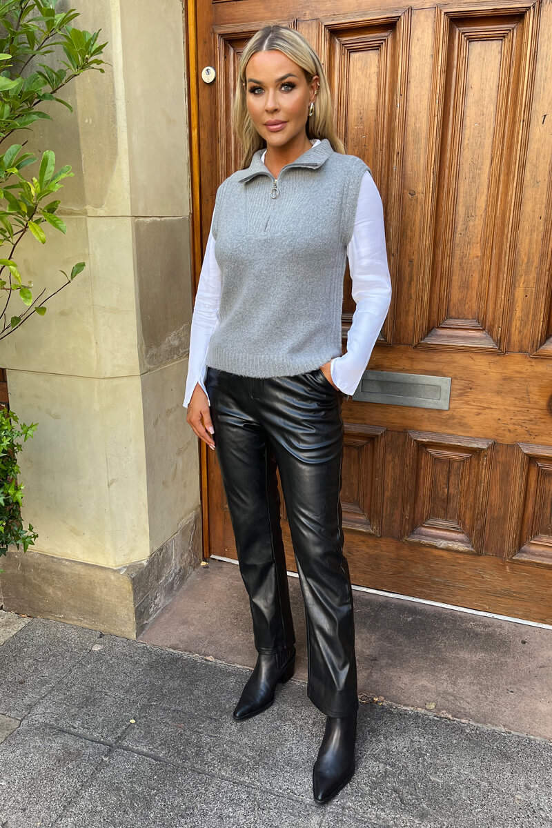 Lydia | Women’s half-zip knit vest with high collar