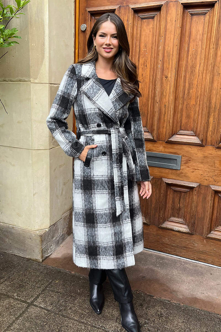 Liezel | Women’s brushed check belted trench coat