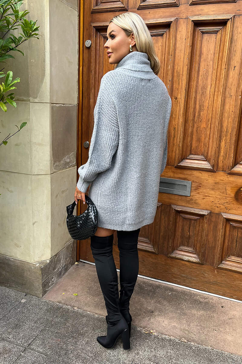 Allison | Women’s turtleneck knitted sweater mini dress