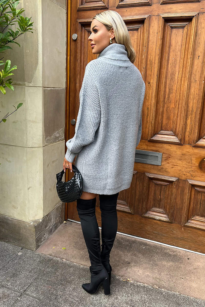 Allison | Women’s turtleneck knitted sweater mini dress