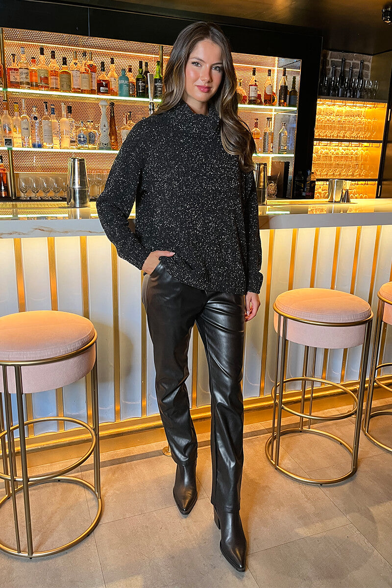 Reign | Women’s metallic roll neck sweater with relaxed fit