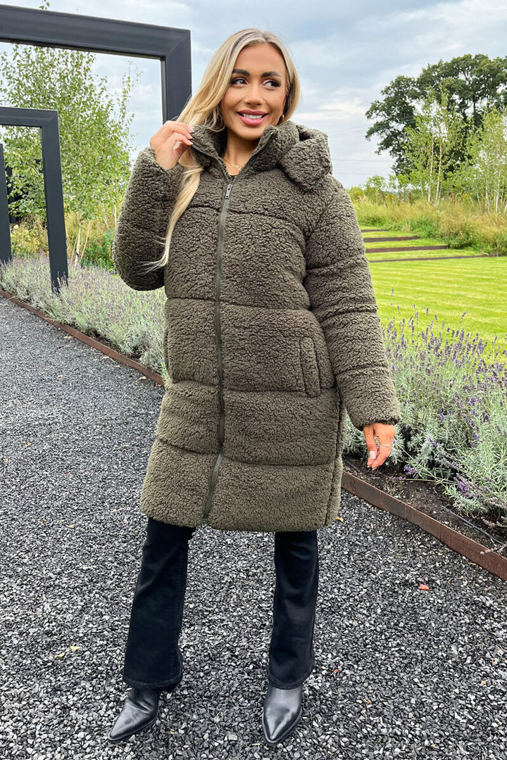 Laney | Women’s long teddy puffer coat with hood