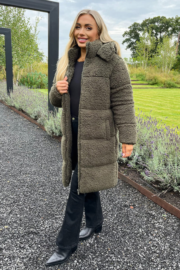 Laney | Women’s long teddy puffer coat with hood