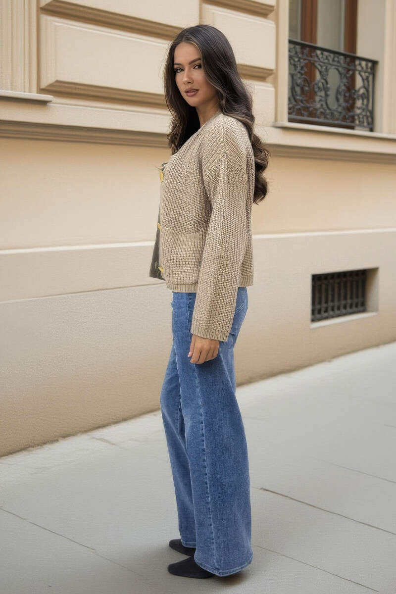 Arlyne | Women’s knitted button front cardigan with pockets