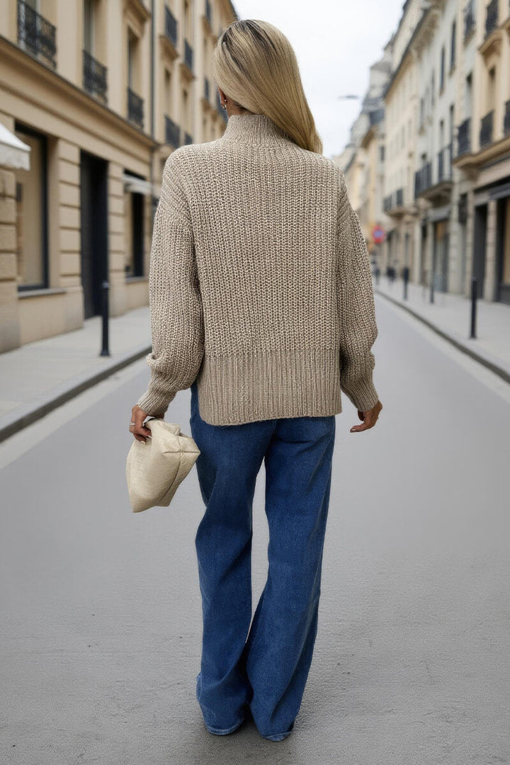 Laarni | Women’s high-neck cable knit sweater with relaxed fit