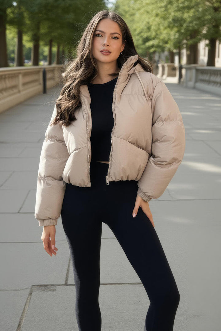 Lumen | Women’s cropped puffer jacket with zip front