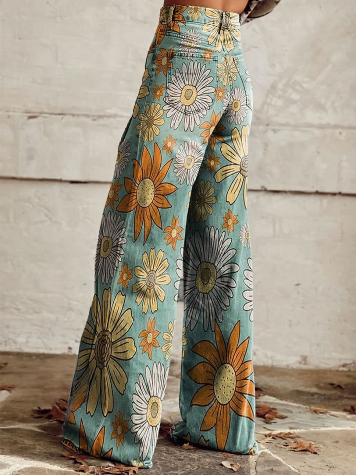 Blair | Women’s floral print flare pants with retro silhouette