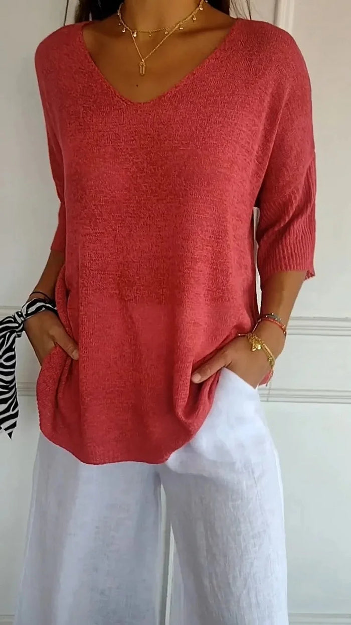 Averie | Women's knit v-neck top with relaxed fit