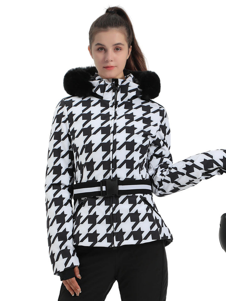 Selah | Women’s belted insulated ski jacket with removable faux fur hood