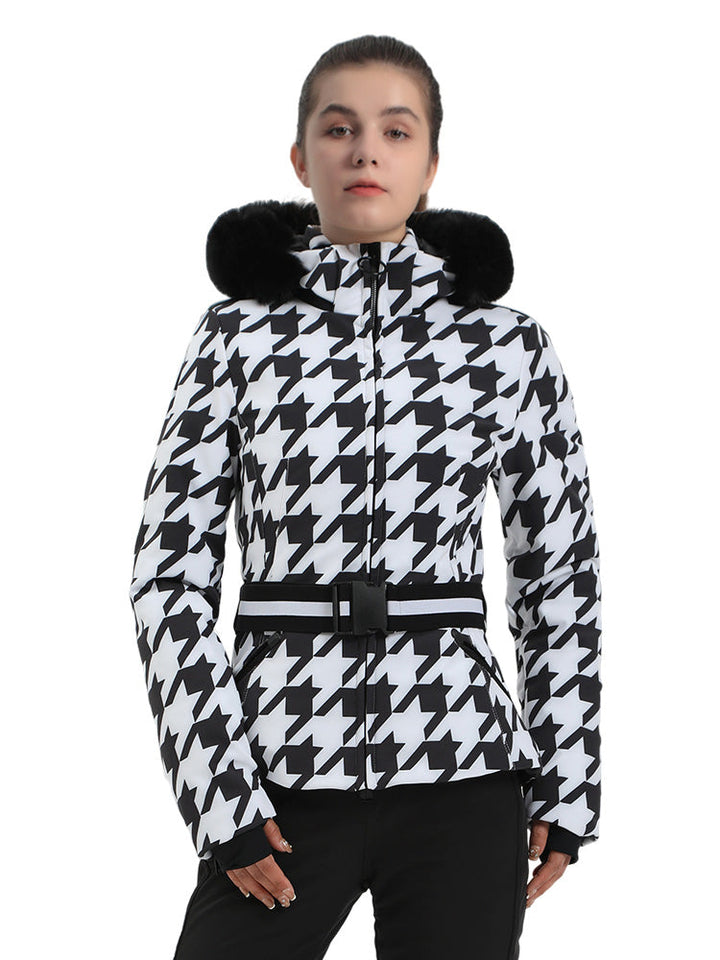 Selah | Women’s belted insulated ski jacket with removable faux fur hood