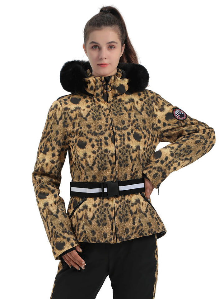 Selah | Women’s belted insulated ski jacket with removable faux fur hood