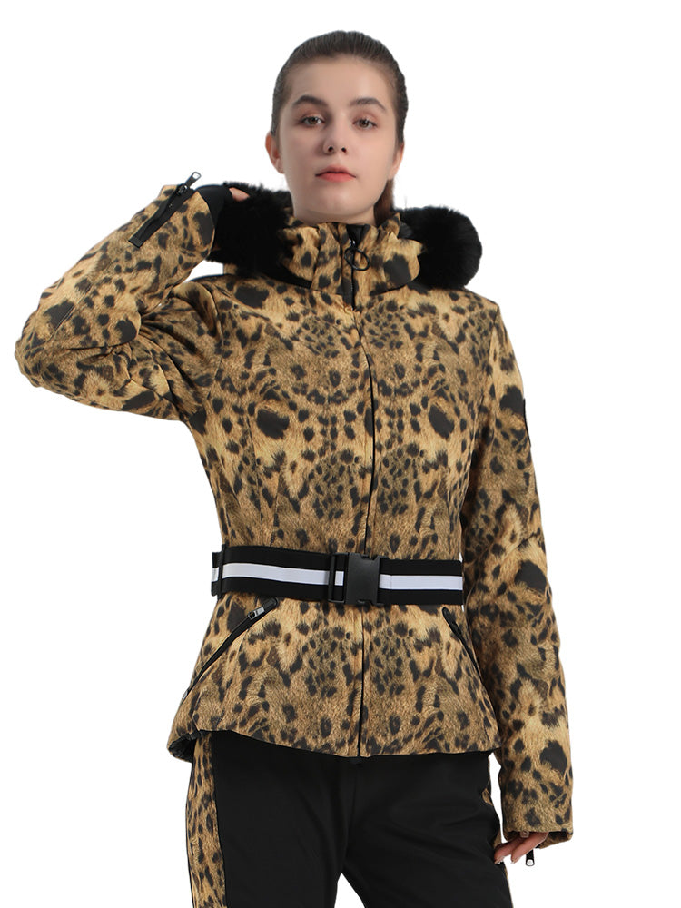 Selah | Women’s belted insulated ski jacket with removable faux fur hood