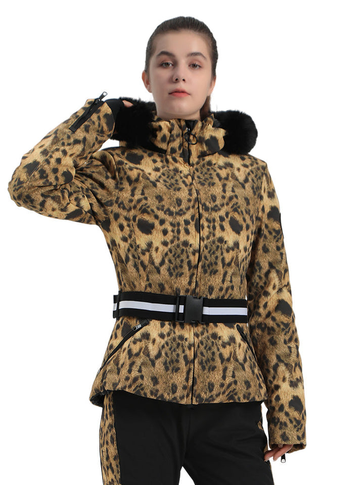 Selah | Women’s belted insulated ski jacket with removable faux fur hood