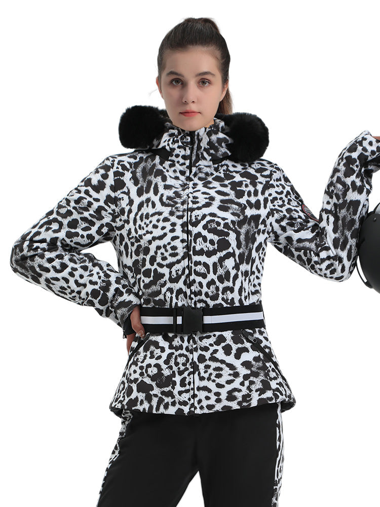 Selah | Women’s belted insulated ski jacket with removable faux fur hood
