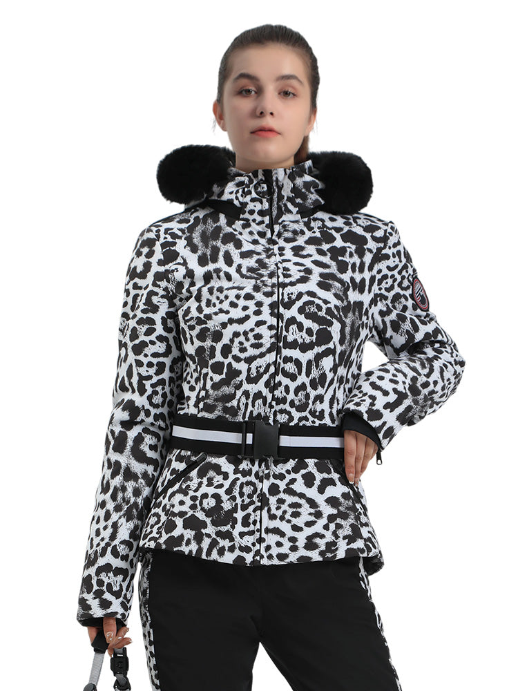 Selah | Women’s belted insulated ski jacket with removable faux fur hood