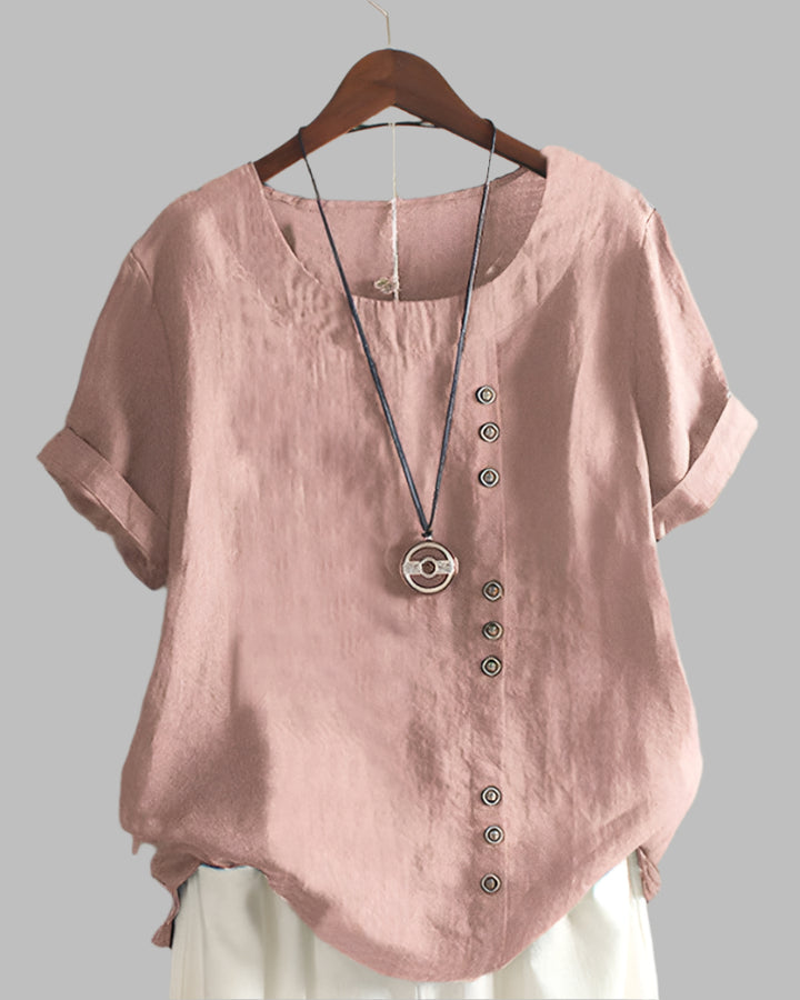 Aoife | Women's short sleeve blouse with round neckline