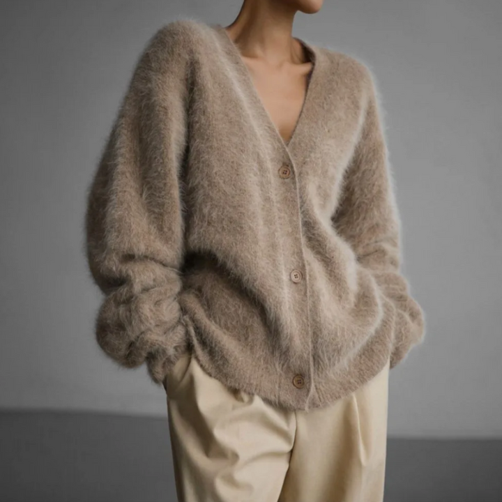 Alma | Women’s long sleeve button-down cardigan with soft brushed texture