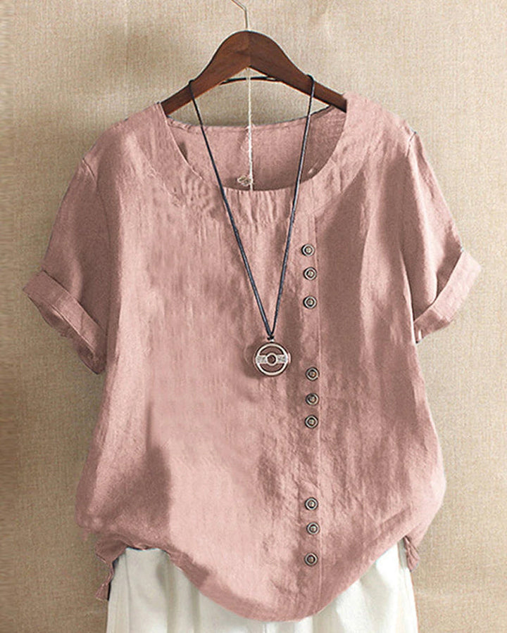 Aoife | Women's short sleeve blouse with round neckline