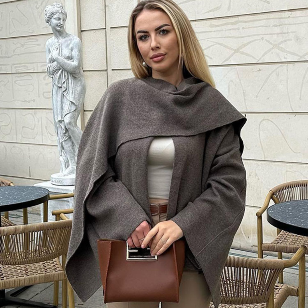 Shane | Women’s cape coat with asymmetrical cut and flowing shape