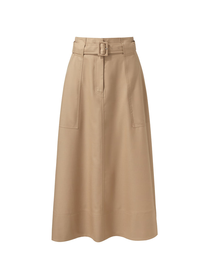 Lucia | Women’s worsted wool gathered waist flared skirt with belt