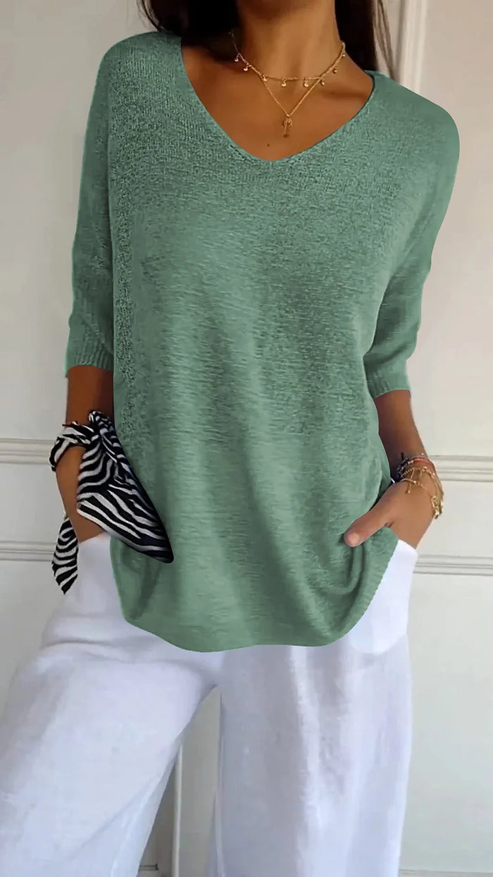 Averie | Women's knit v-neck top with relaxed fit
