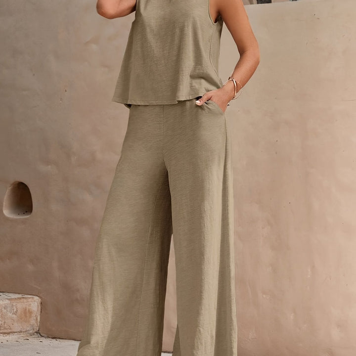 Femke | Sleeveless top & wide-leg trousers set