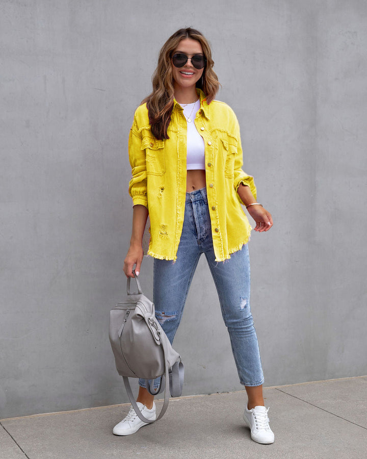 Scarlett | Women’s denim jacket with oversized fit and distressed details