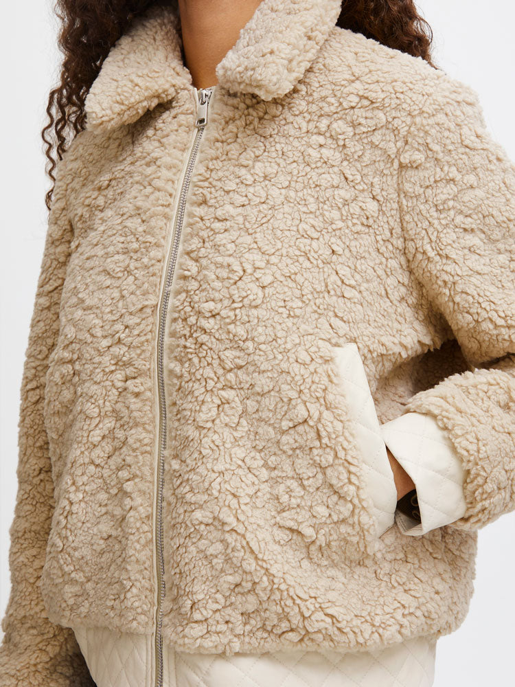 Kamila | Women’s faux shearling zip bomber jacket