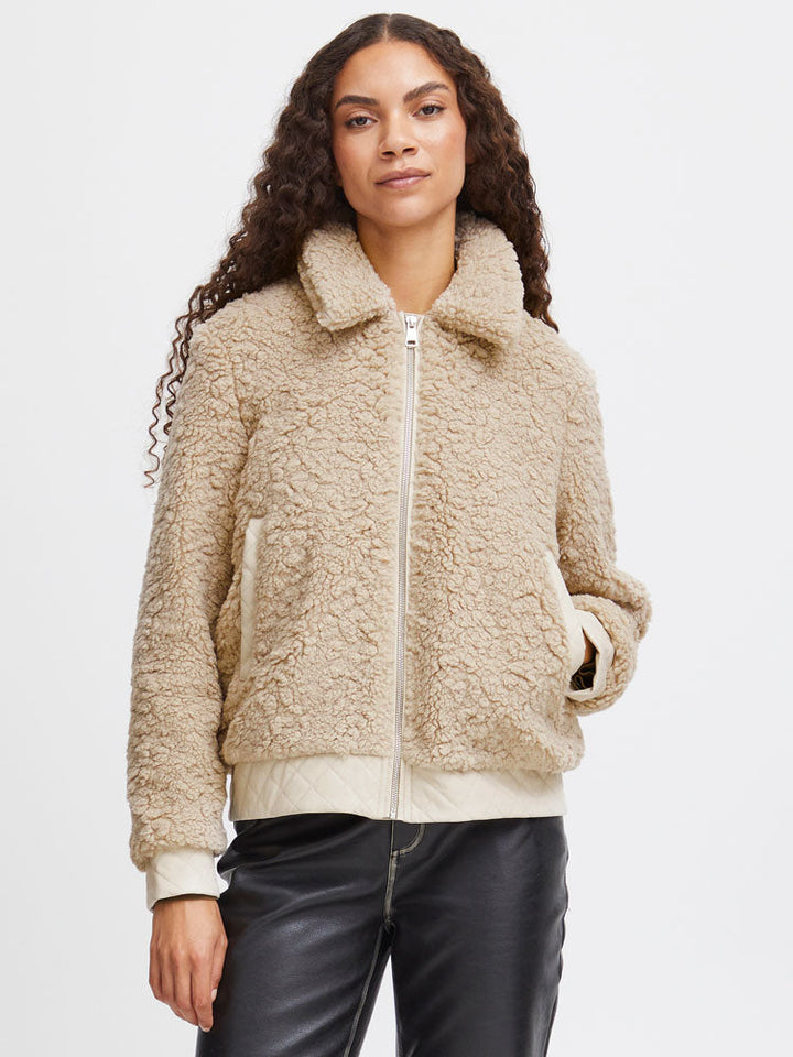 Kamila | Women’s faux shearling zip bomber jacket