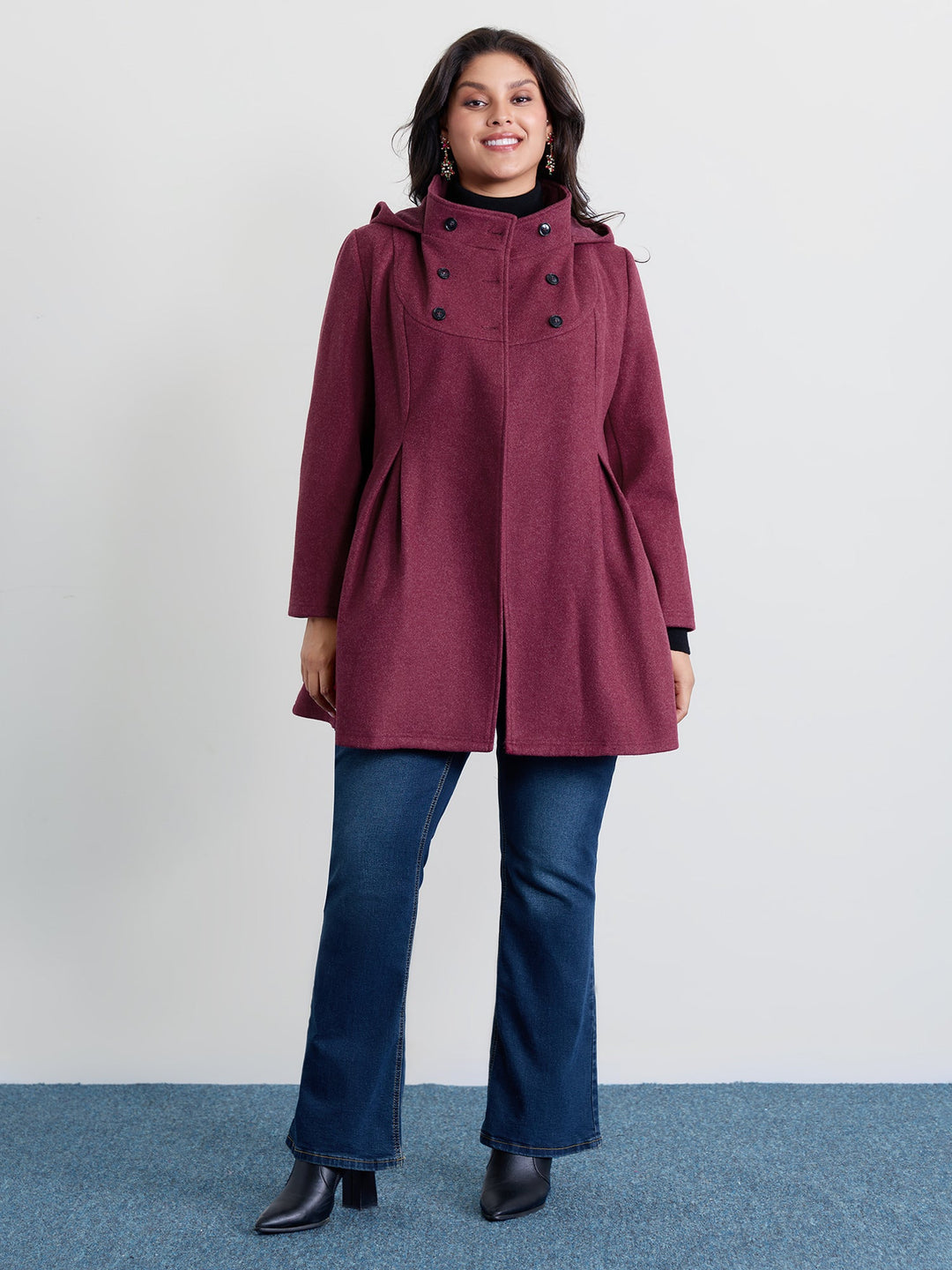 Danise | Women’s hooded pleated pockets waist-defining coat