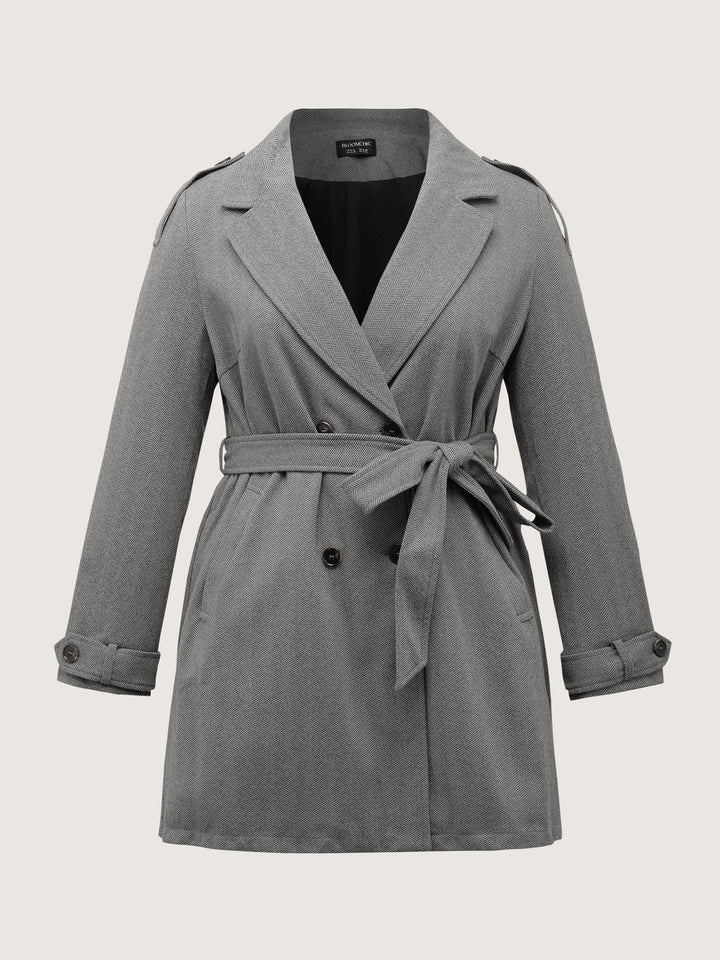 Tracey | Women’s herringbone button belted lined coat
