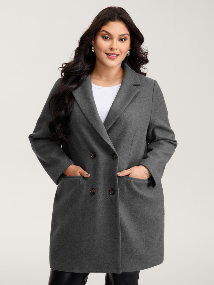 Yvette | Women’s solid suit collar button pocket coat