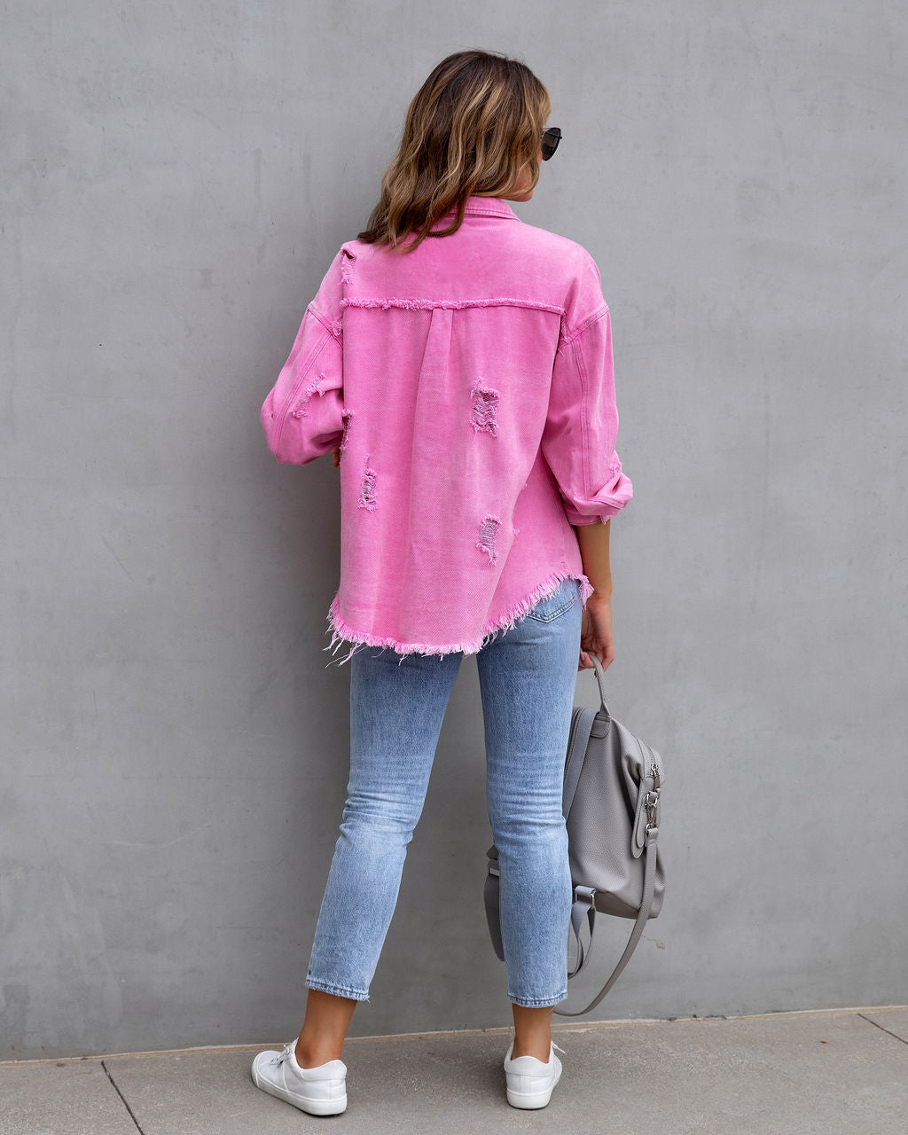 Scarlett | Women’s denim jacket with oversized fit and distressed details