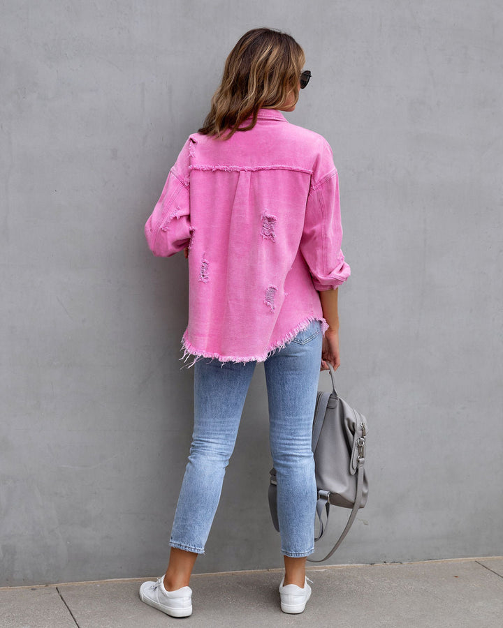 Scarlett | Women’s denim jacket with oversized fit and distressed details