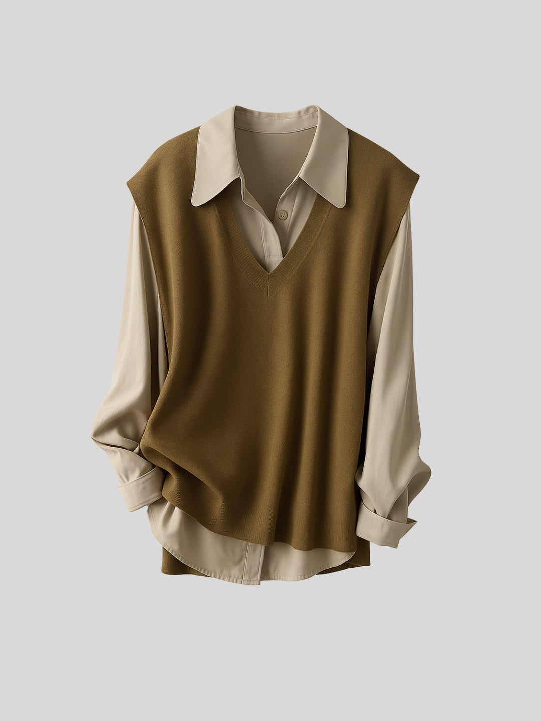 Hannah | Women’s two-piece shirt with knitted vest design and loose fit
