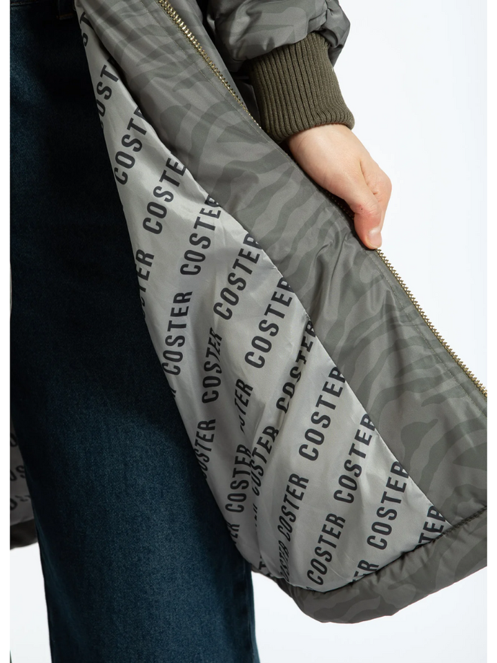 Gracie | Women’s long zebra print bomber jacket